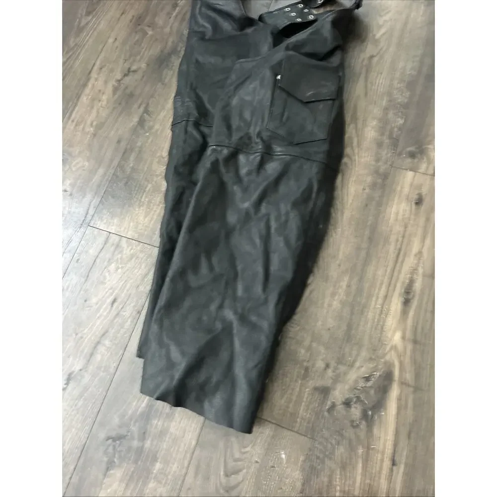 USA Bikers Dream Apparel Mens Black Leather Riding Chaps Size XXL